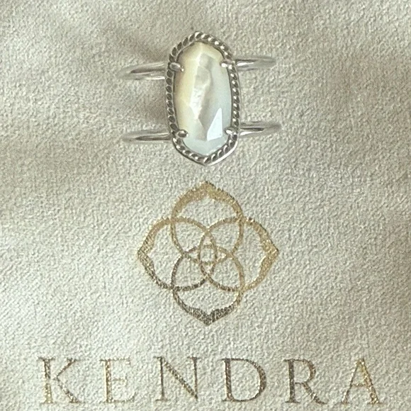 Kendra Scott Elyse Sterling Silver Double Band Ring in Opal size 6 - Picture 1 of 3